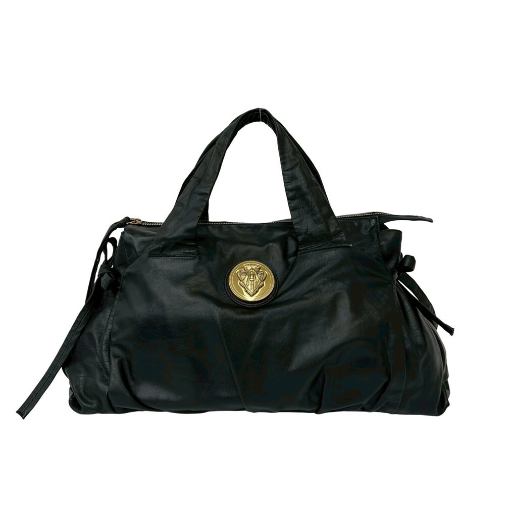 GUCCI Authentic Black Leather Boston Bag